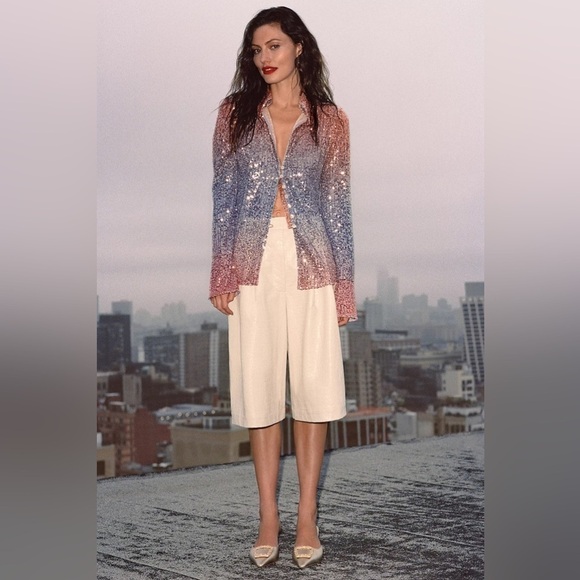 NWT Stella Nova Harpa Faux Leather Culotte Trousers Size L Wide Leg Cropped - Picture 3 of 6